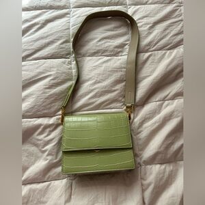 JW PEI Green Croc-Embossed Crossbody Bag